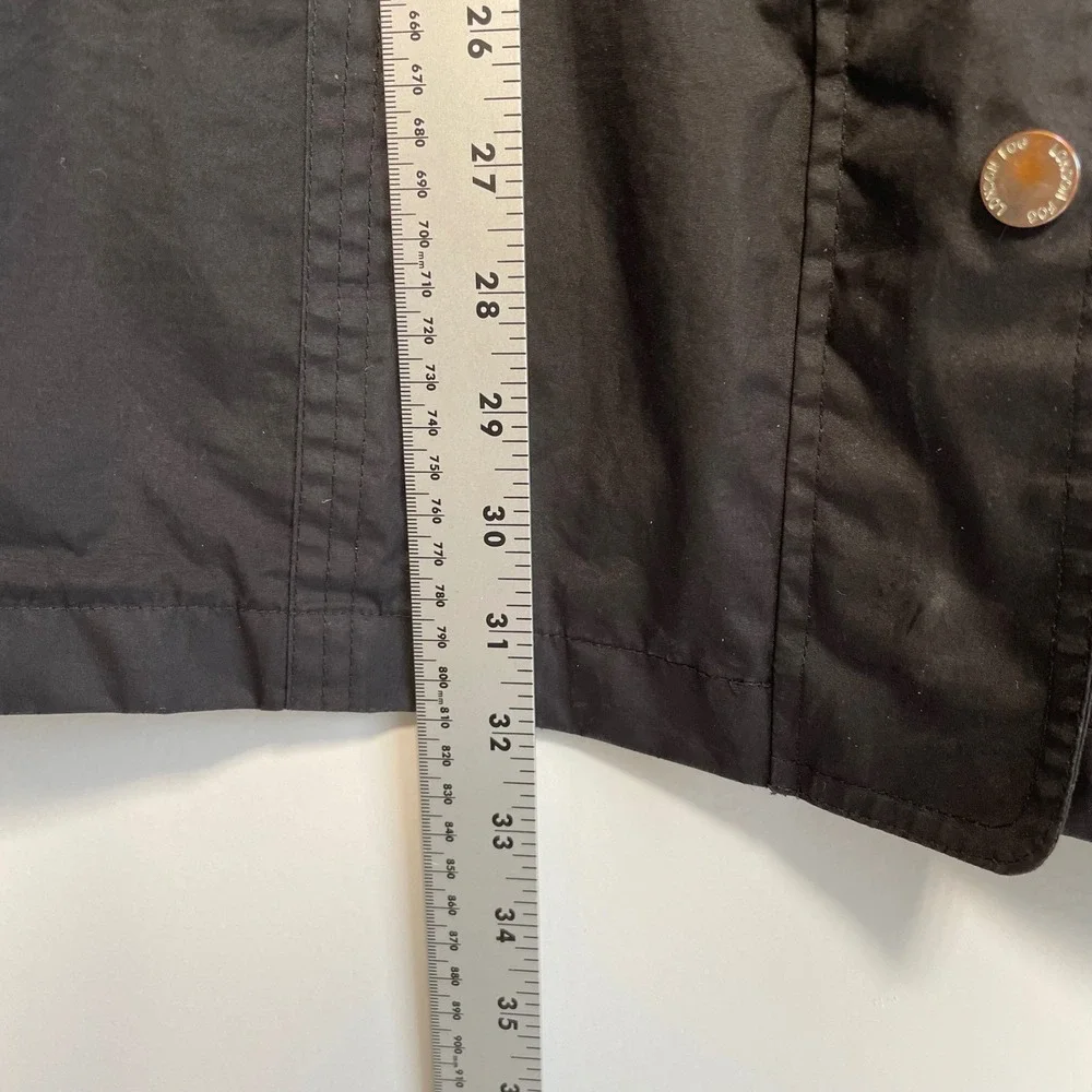 London Fog Black Hooded Trench Coat Large Utility Jacket AS-IS Repair READ - Picture 10 of 11
